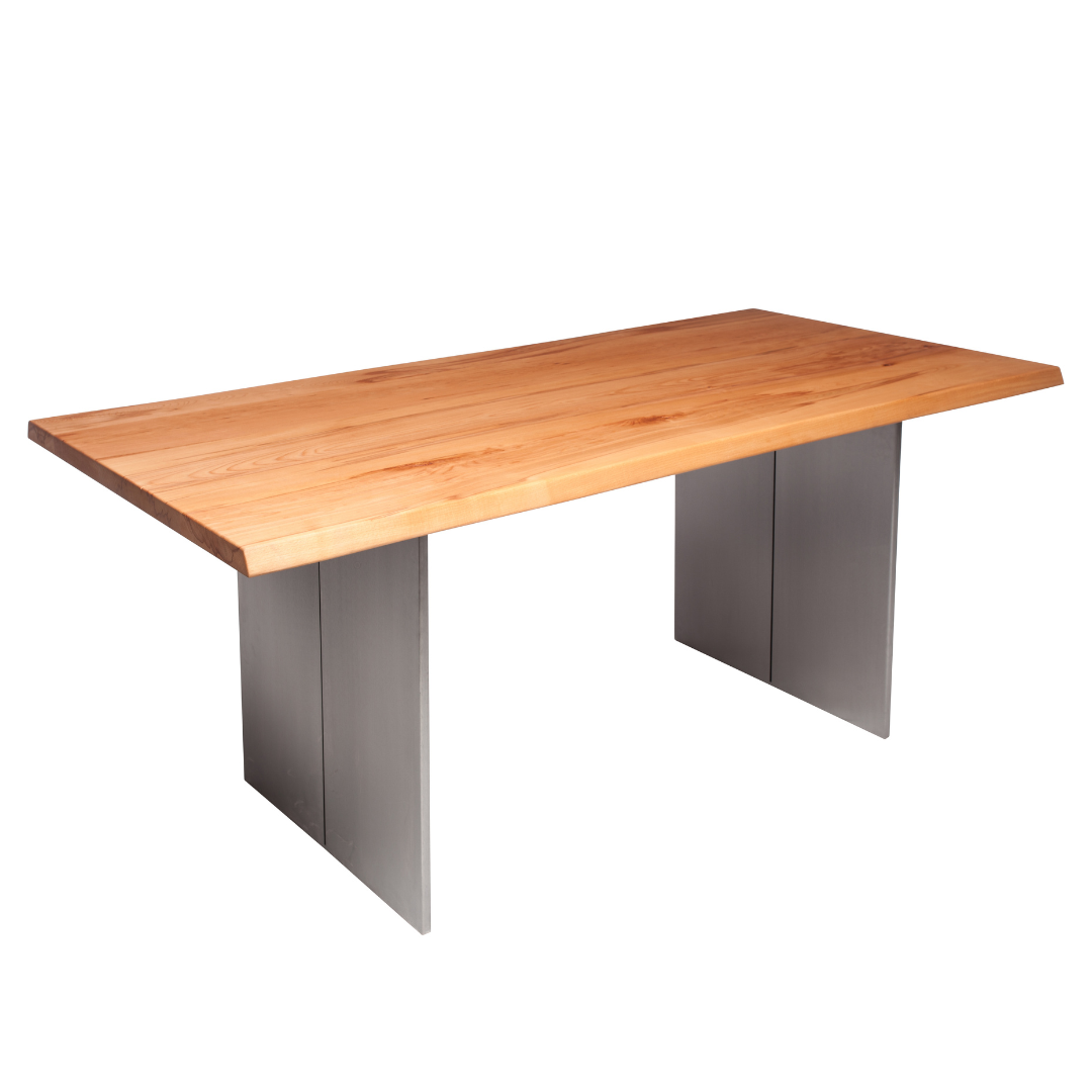 Fargo Beech Dining Table (D) - Stainless Steel
