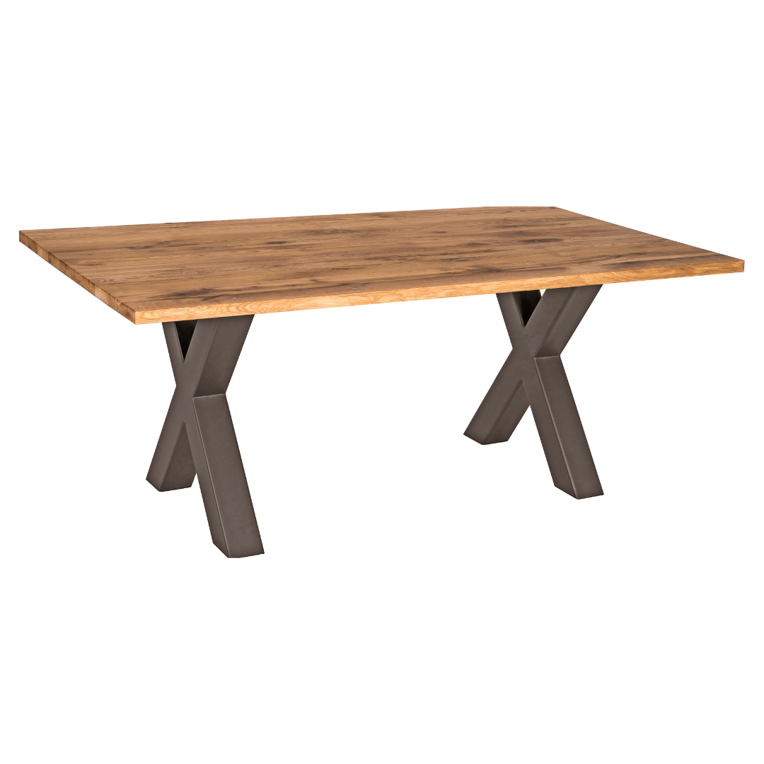 Fargo Blonde Oil Dining Table (T) - Industrial Steel (Lacquered)