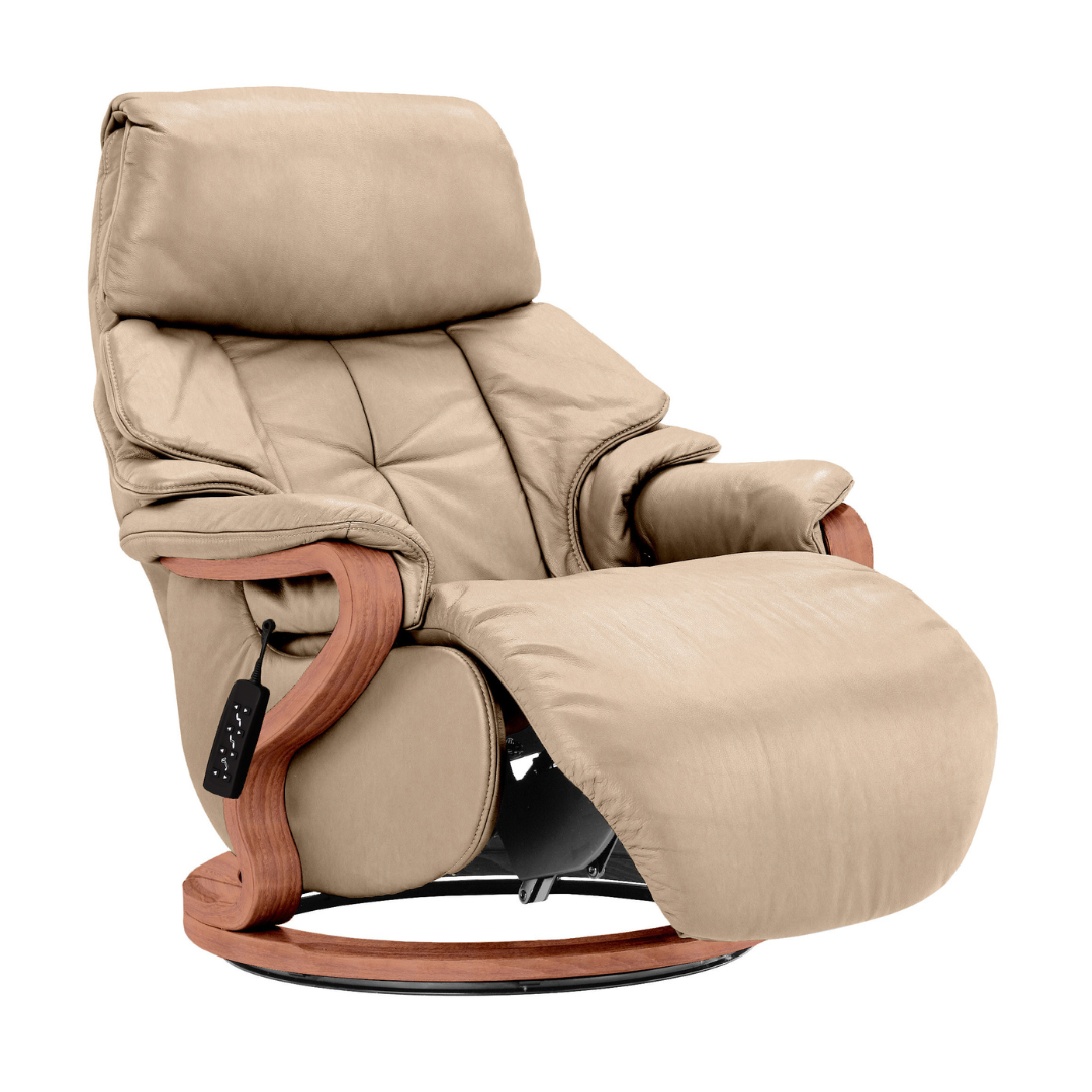Chester Swivel Electric Recliner - Beech Cherry Wood Medium Finish - Connollys Of Moy