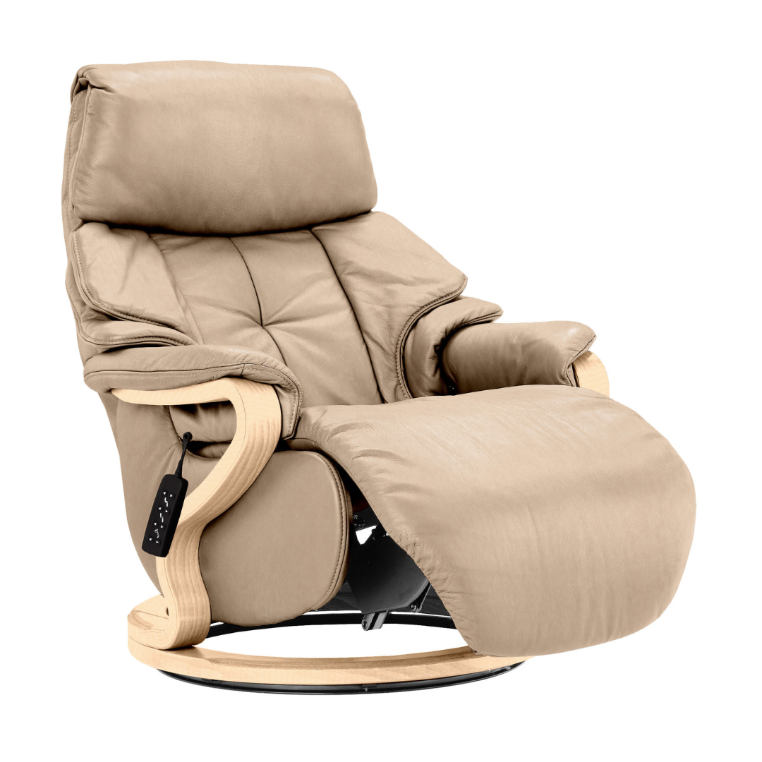 Chester Swivel Electric Recliner - Beech Natural Finish