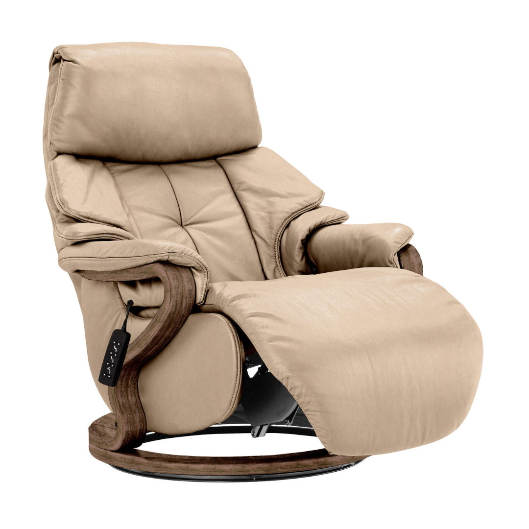 Chester Swivel Electric Recliner - Beech Walnut Finish