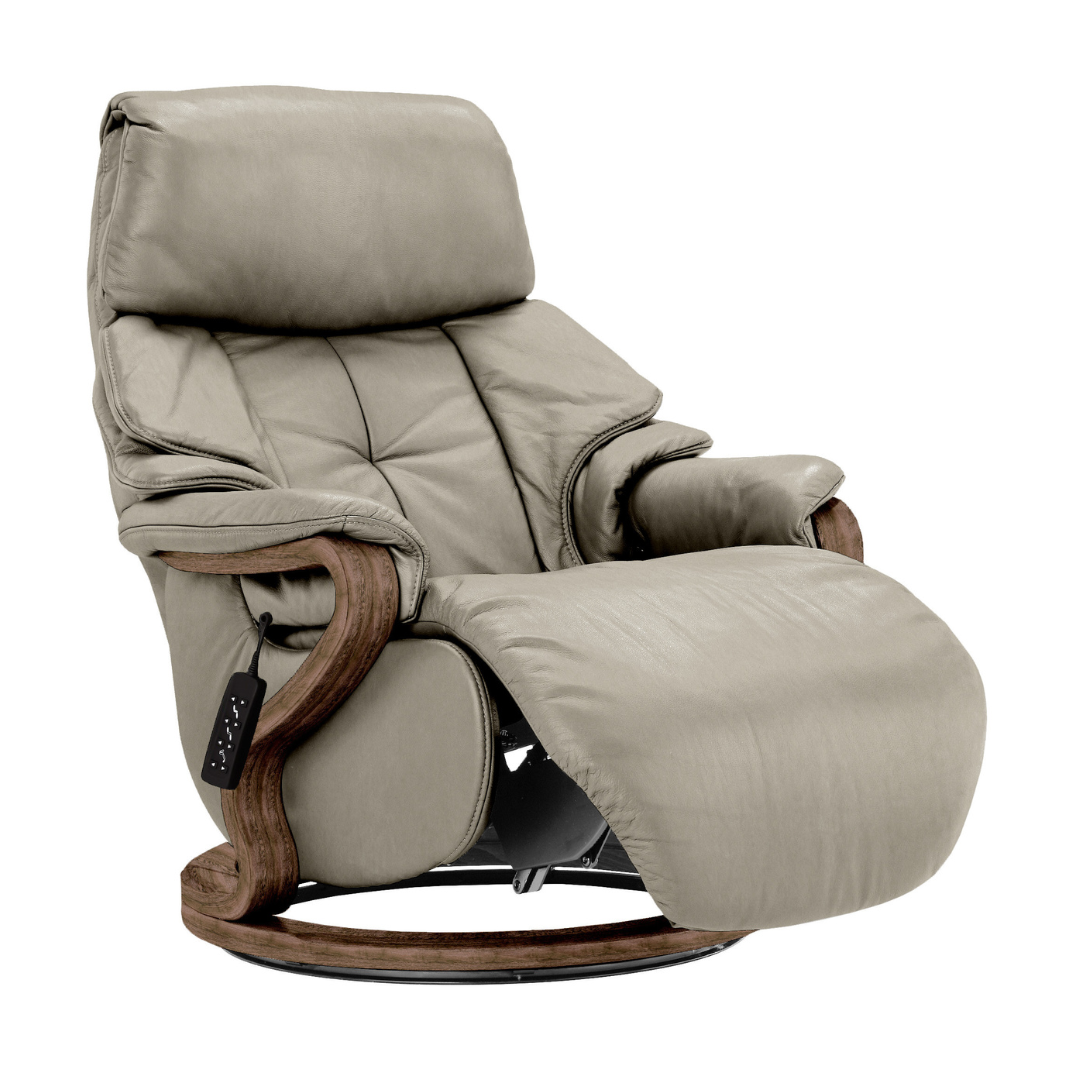 Chester Swivel Electric Recliner - Beech Walnut Finish