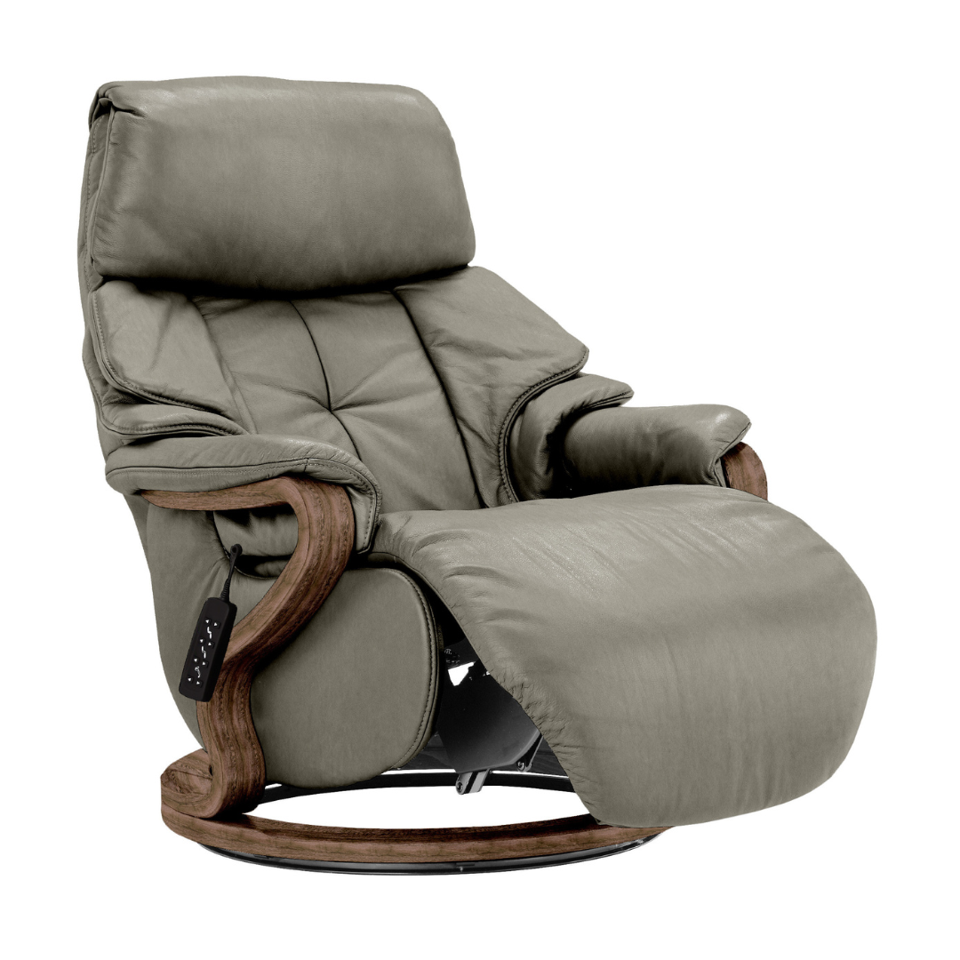 Chester Swivel Electric Recliner - Beech Walnut Finish