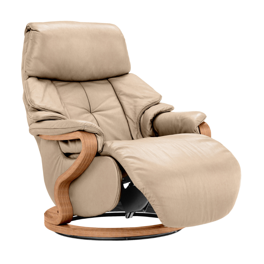 Chester Swivel Manual Recliner - Beech Cherry Wood Medium Finish - Connollys Of Moy