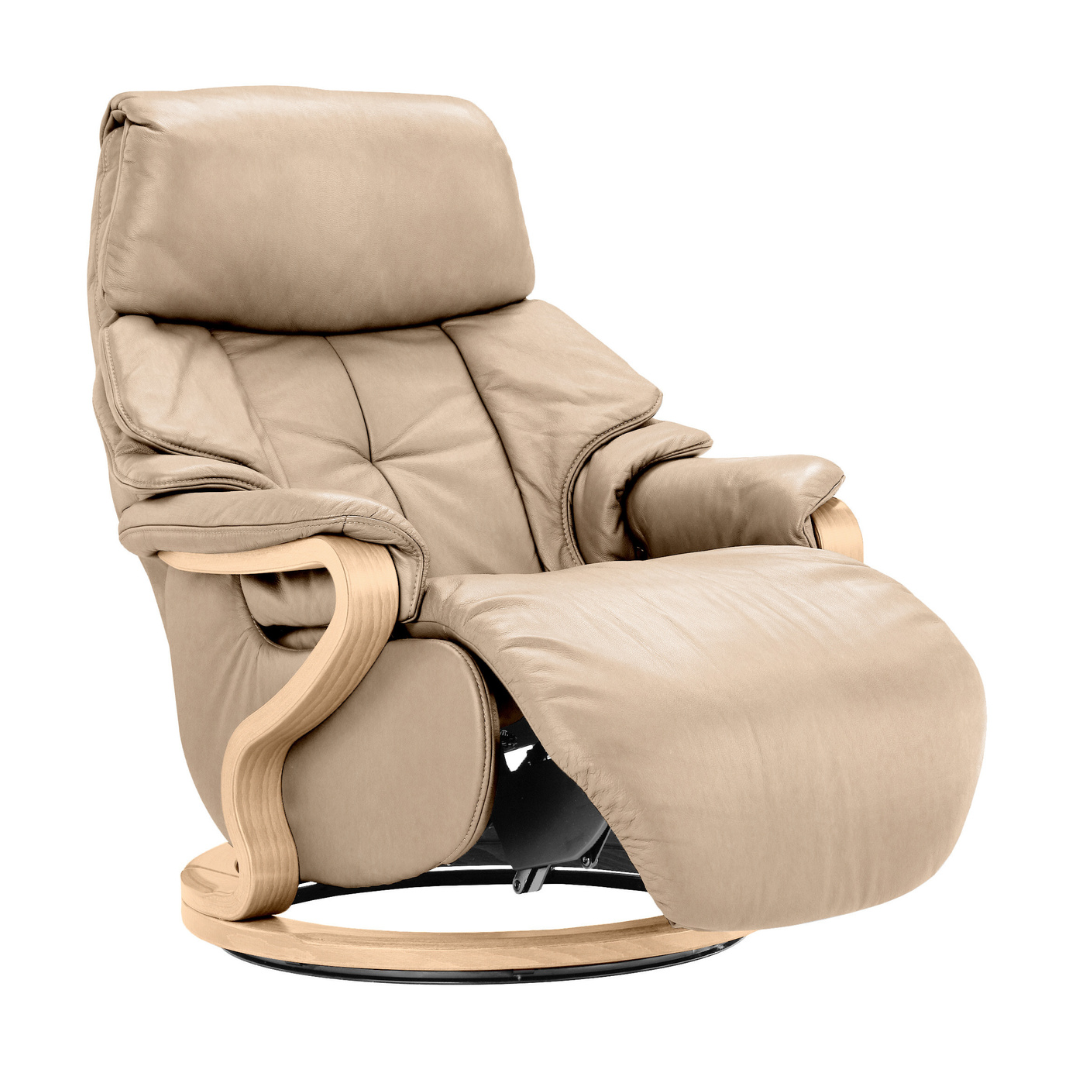 Chester Swivel Manual Recliner - Beech Natural Finish - Connollys Of Moy