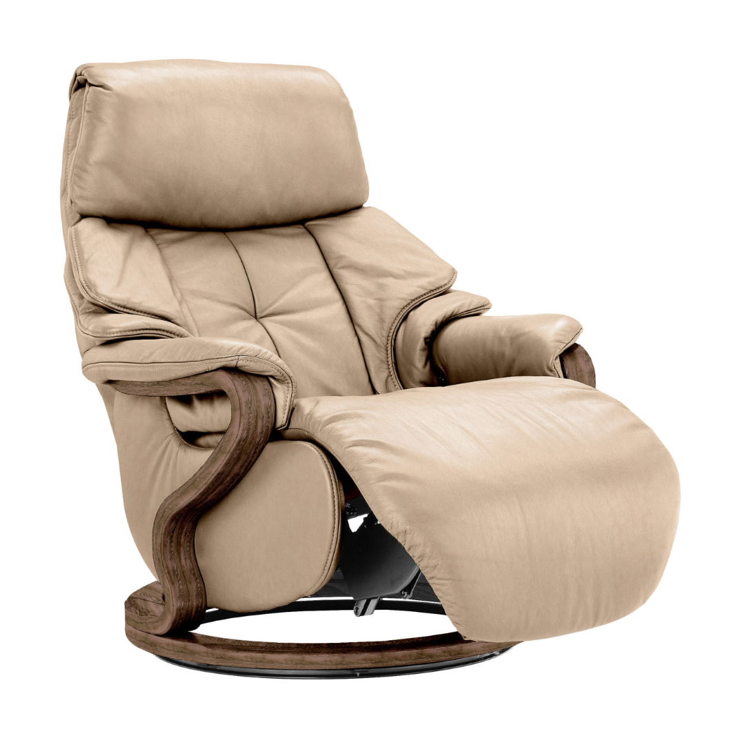 Chester Swivel Manual Recliner - Beech Walnut Finish - Connollys Of Moy