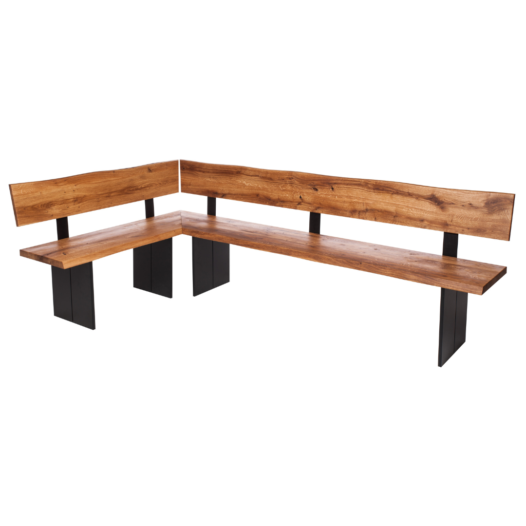 Fargo Oiled Oak Corner Bench with Back (D) - Anthracite