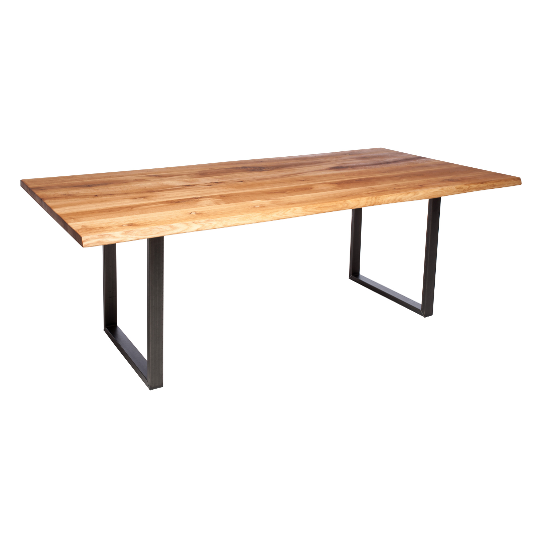 Fargo Oiled Oak Dining Table (B) - Industrial Steel (Lacquered)