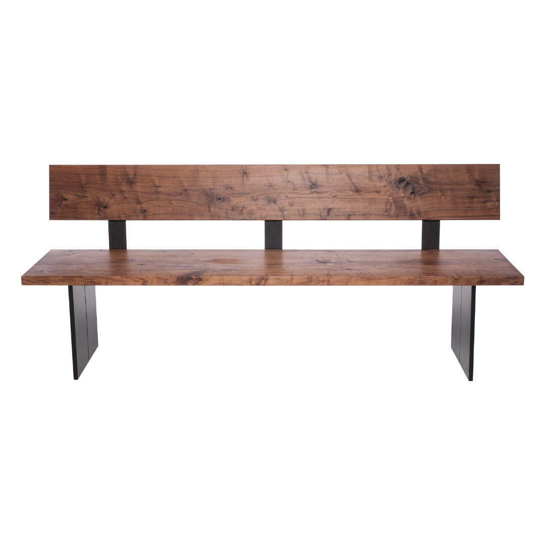 Fargo Walnut Bench with Back (D) - Anthracite
