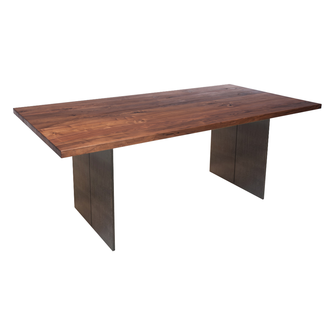 Fargo Walnut Dining Table (D) - Industrial Steel (Lacquered)