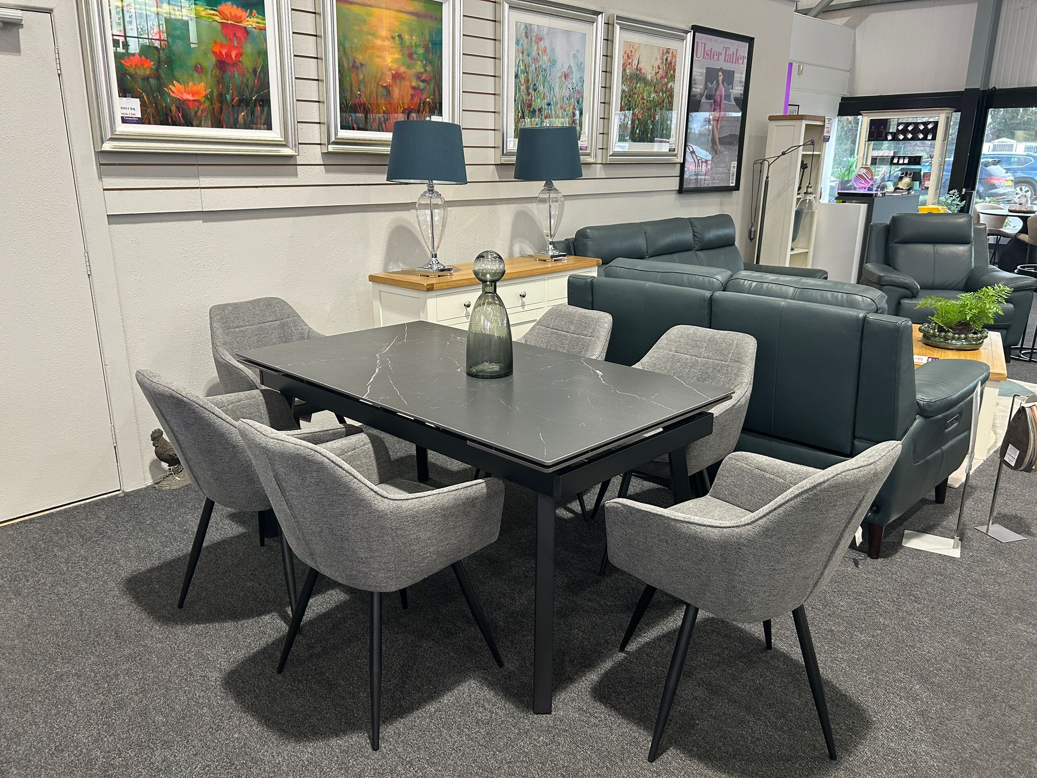 Denzel Extending Dining Table + 6 Fabric Chairs - Connollys Of Moy