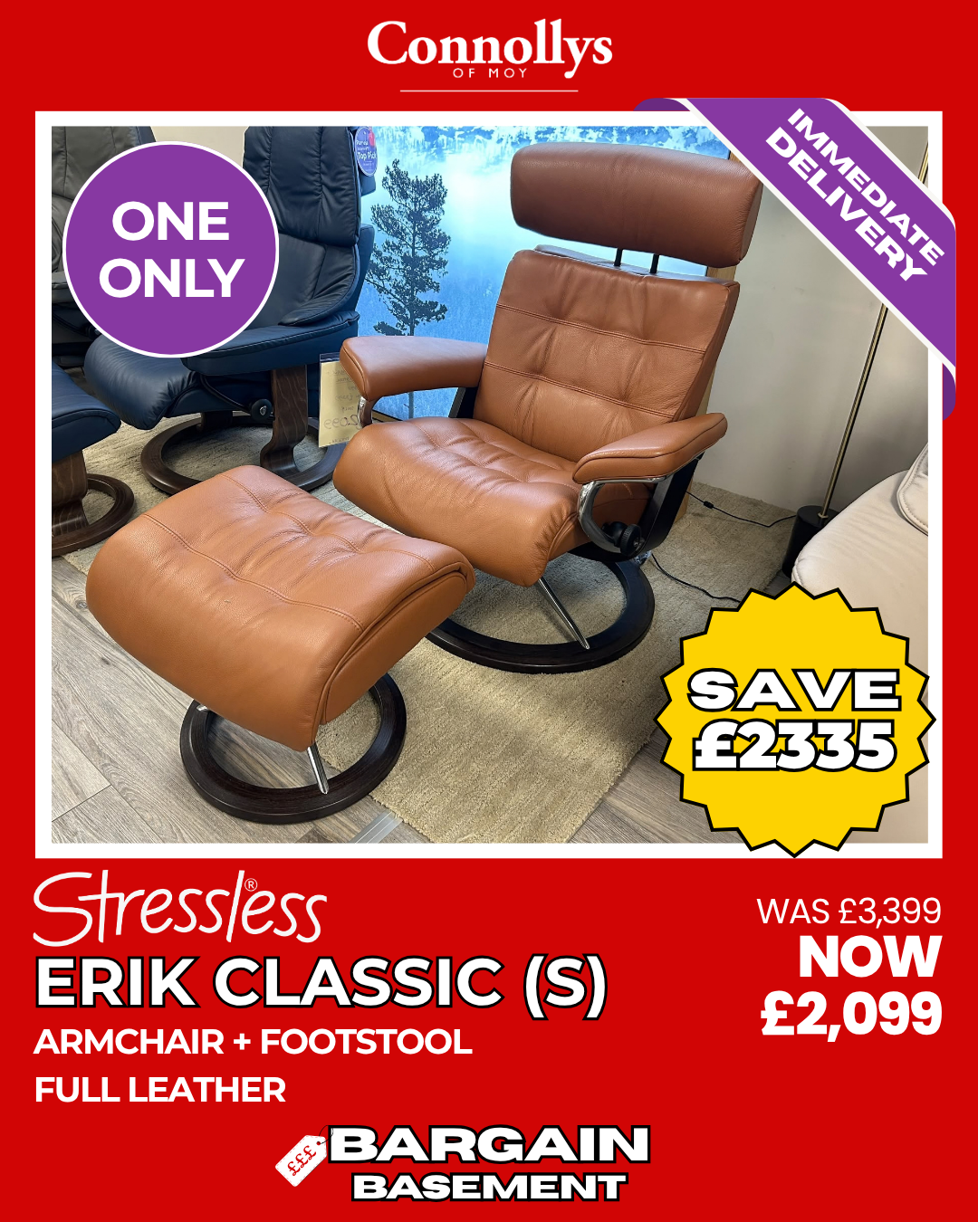Stressless Erik Classic (S) Chair + Footstool