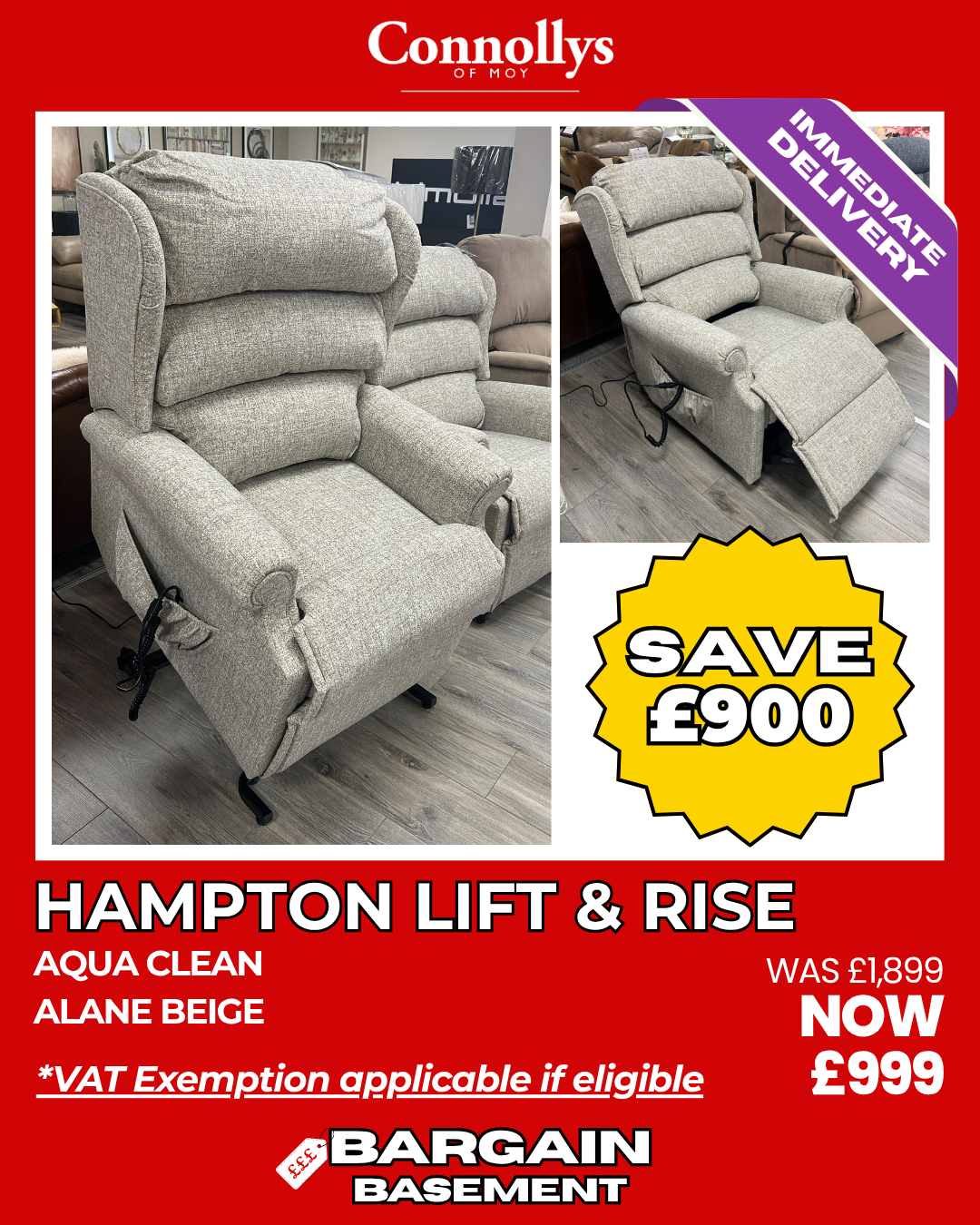 Hampton Lift & Rise Armchair - Beige