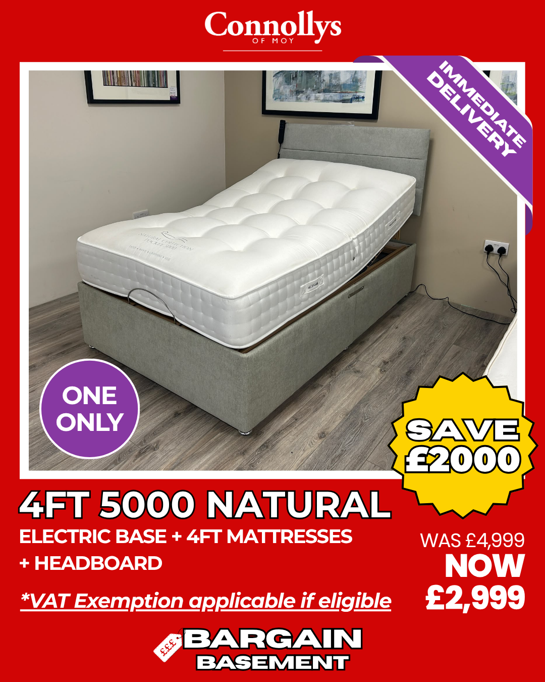 4ft 5000 Natural Bed Set