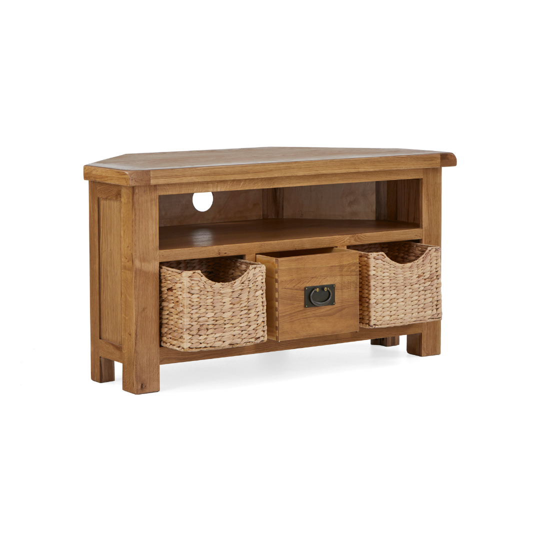 Salisbury Corner TV Unit with Baskets