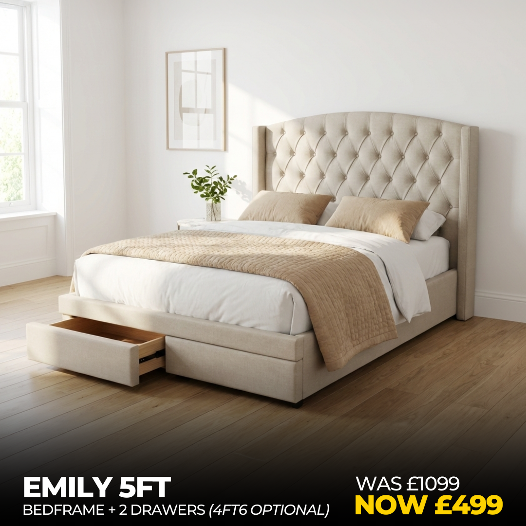 Emily 5ft Bedframe + 2 Drawers