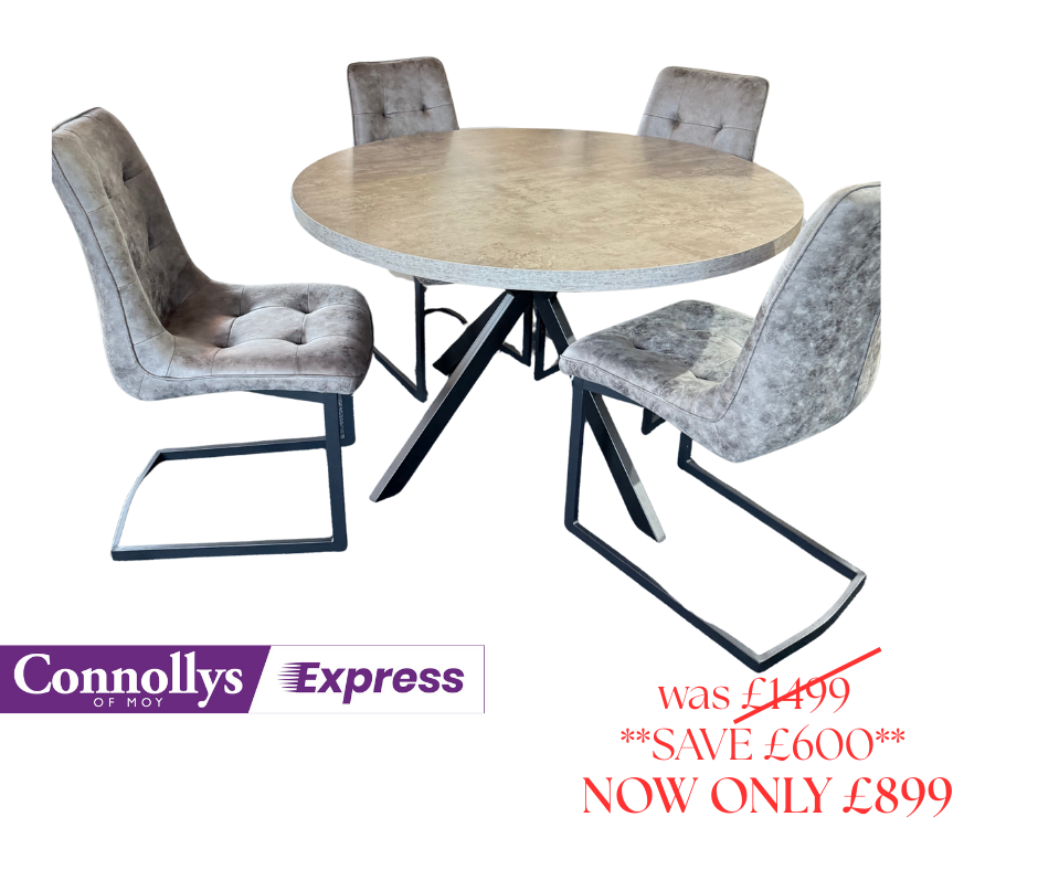 Fredrick 1.2m Table + 4 Chairs