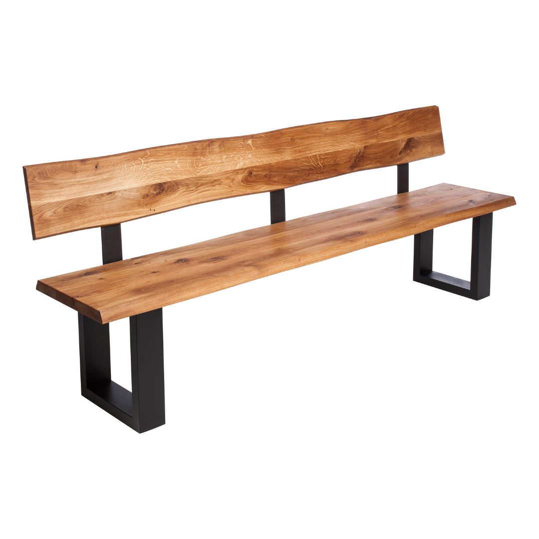 Fargo Oiled Oak Bench with Back (A) - Anthracite