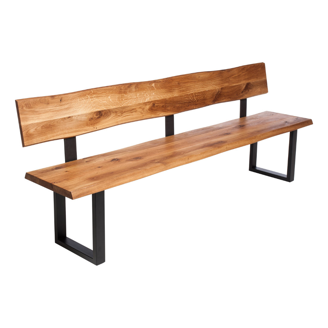 Fargo Oiled Oak Bench with Back (D) - Anthracite