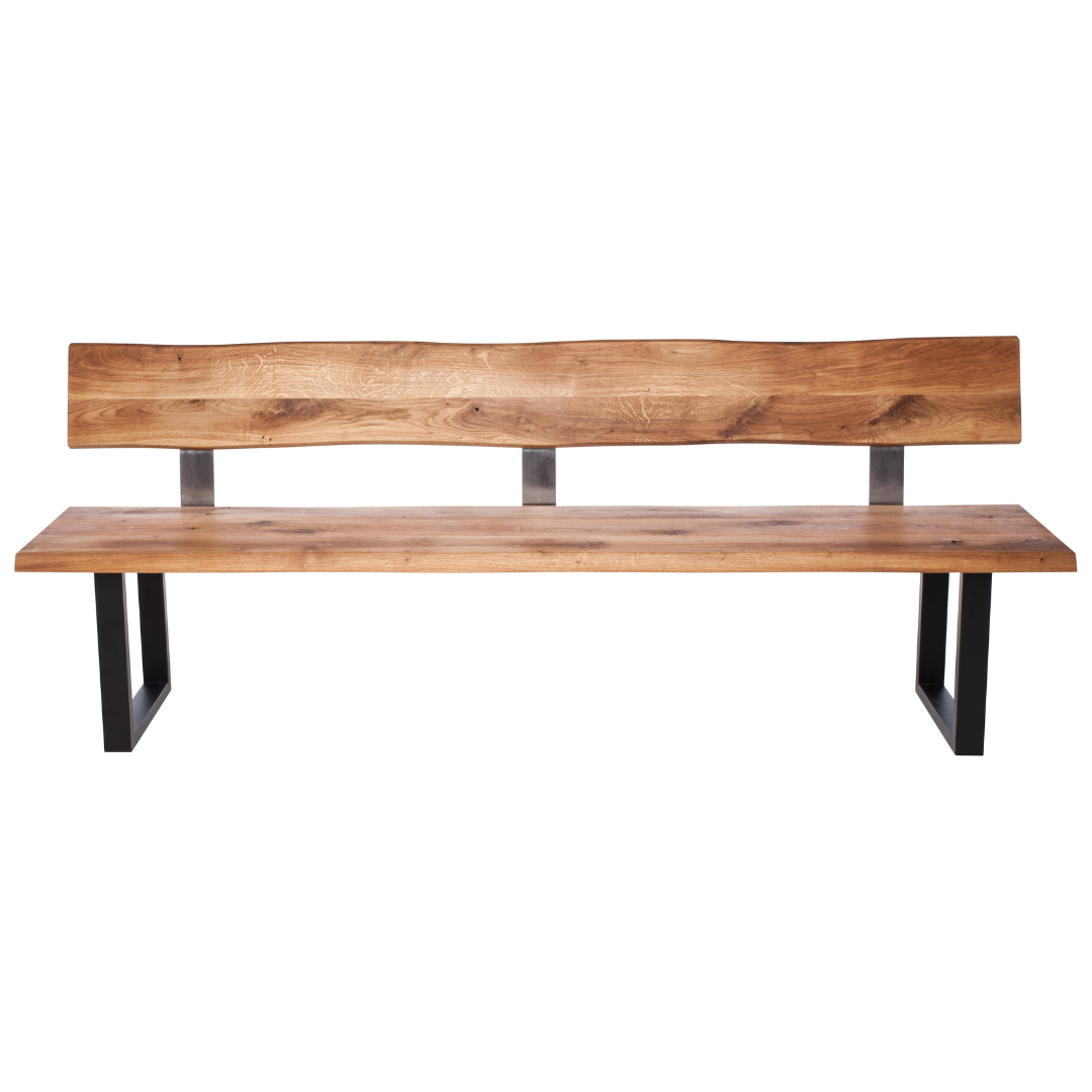 Fargo Oiled Oak Bench with Back (B) - Anthracite