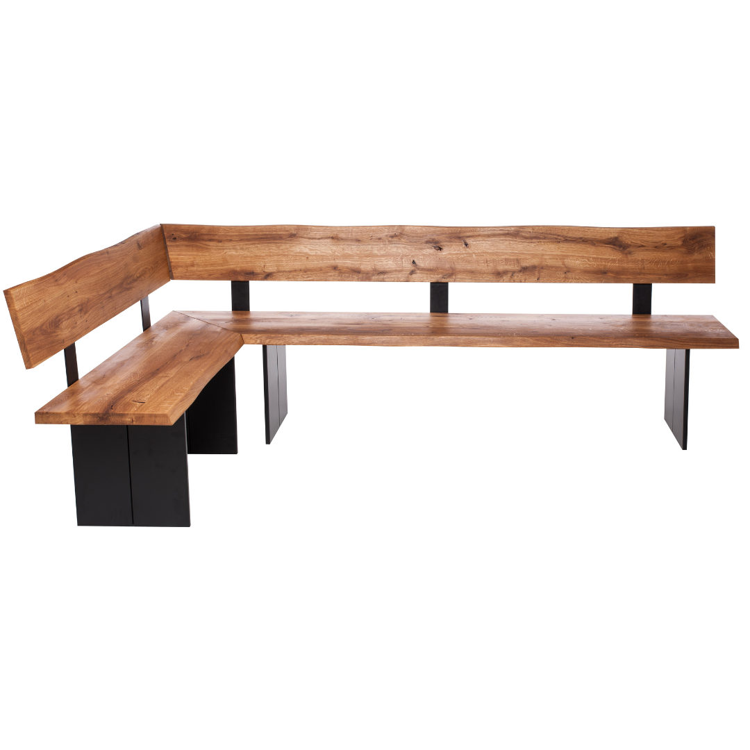 Fargo Oiled Oak Corner Bench with Back (D) - Anthracite