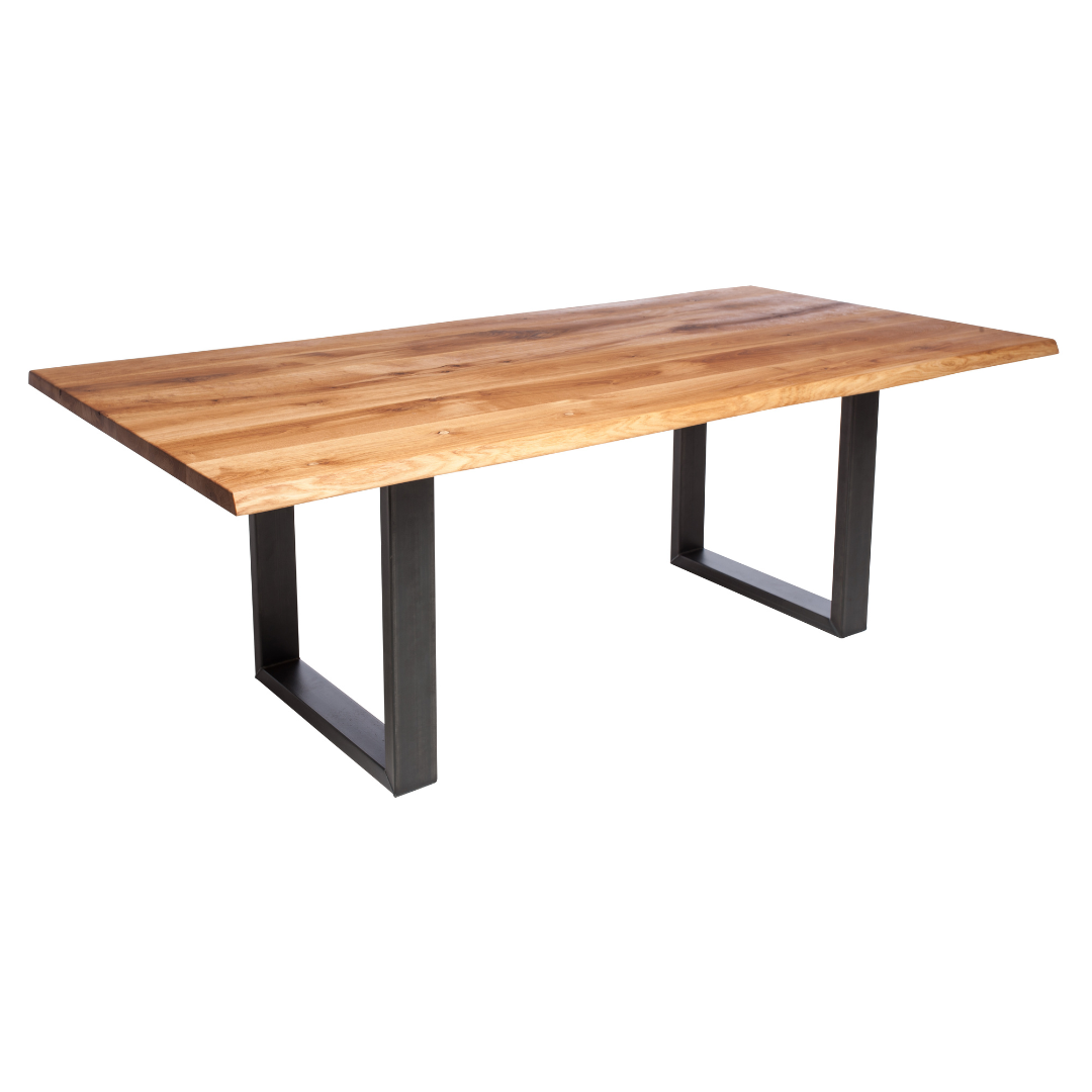 Fargo Oiled Oak Dining Table (A) - Industrial Steel (Lacquered)