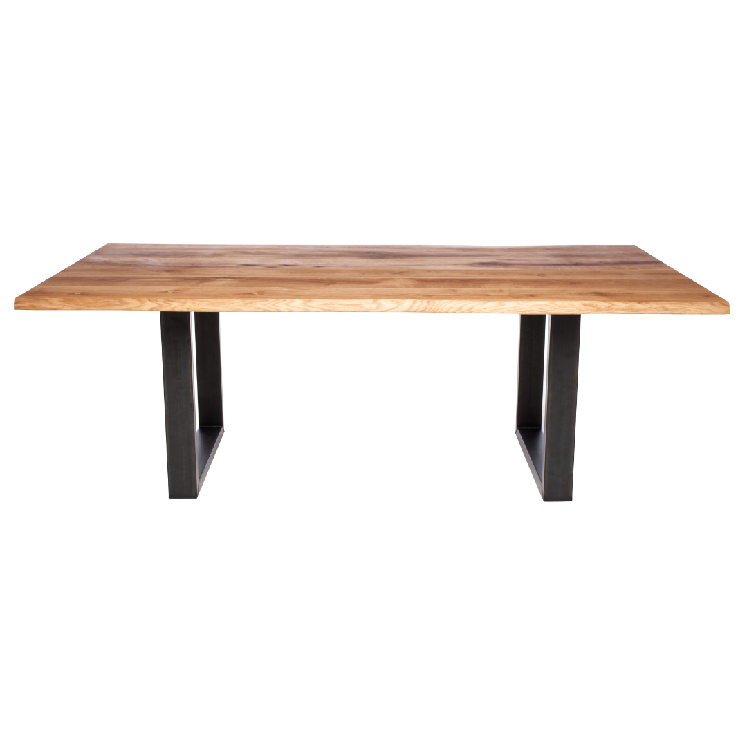 Fargo Oiled Oak Dining Table (A) - Industrial Steel (Lacquered)