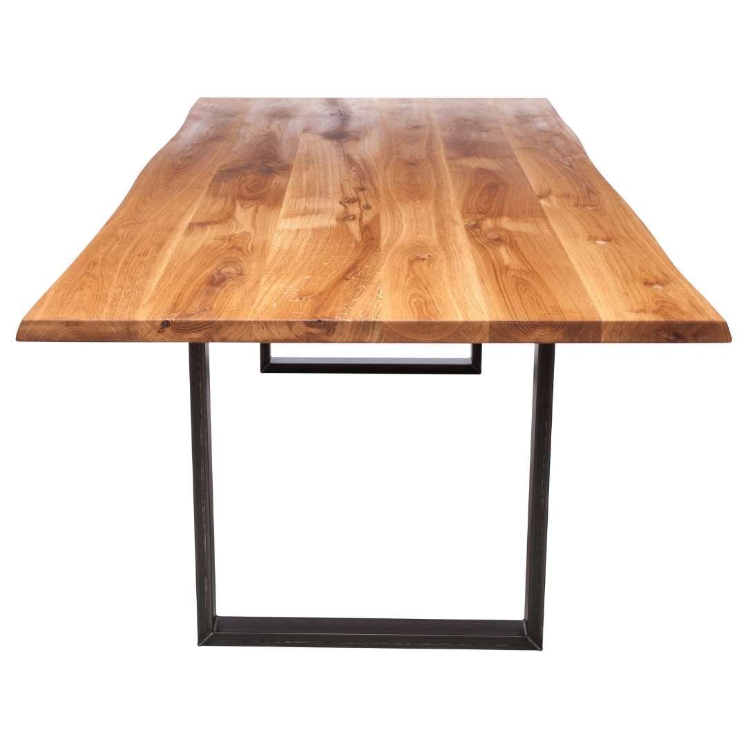 Fargo Oiled Oak Dining Table (B) - Industrial Steel (Lacquered)