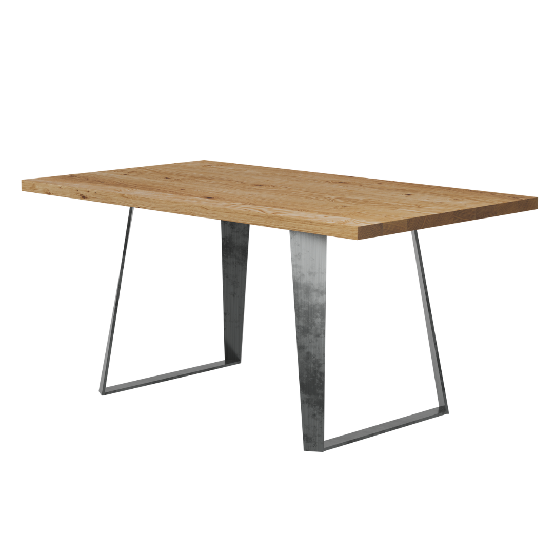 Fargo Oiled Oak Dining Table (O) - Industrial Steel (Lacquered)