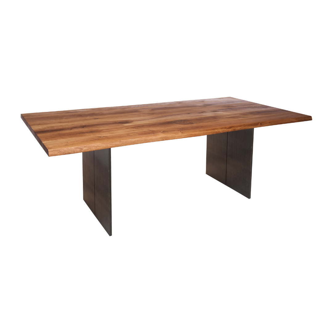 Fargo Oiled Oak Dining Table (D) - Industrial Steel (Lacquered)