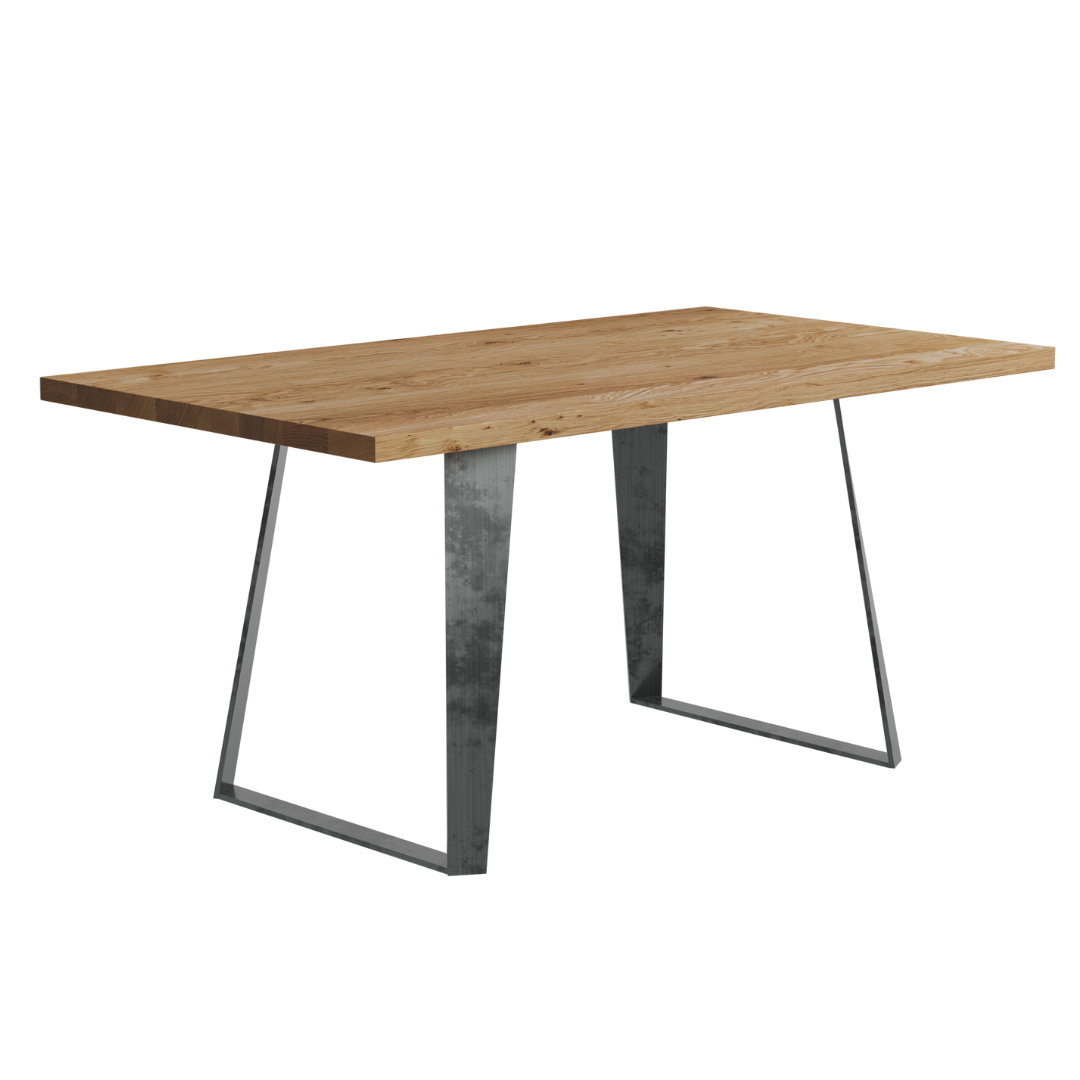 Fargo Oiled Oak Dining Table (O) - Industrial Steel (Lacquered)