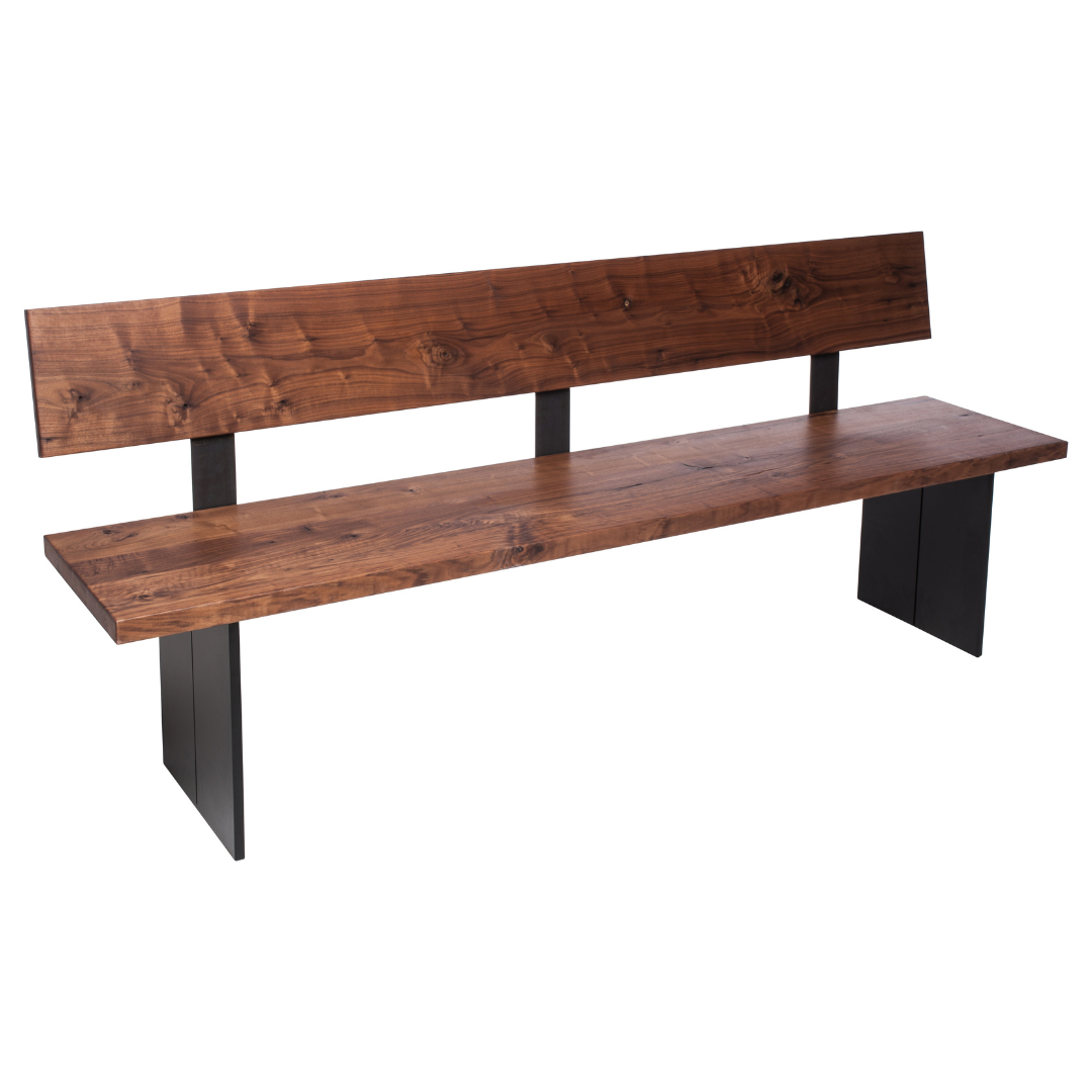 Fargo Walnut Bench with Back (D) - Anthracite