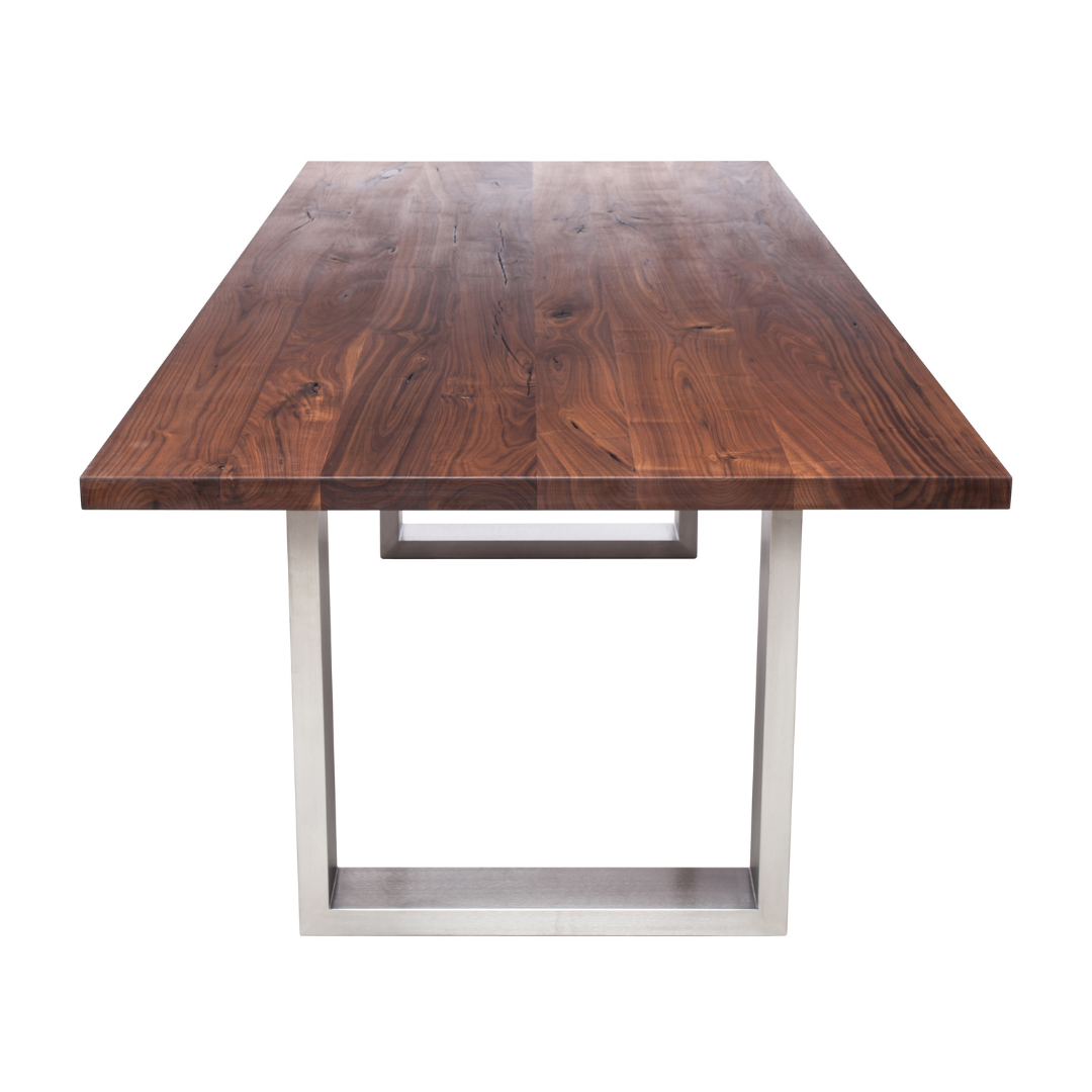 Fargo Walnut Dining Table (A) - Stainless Steel