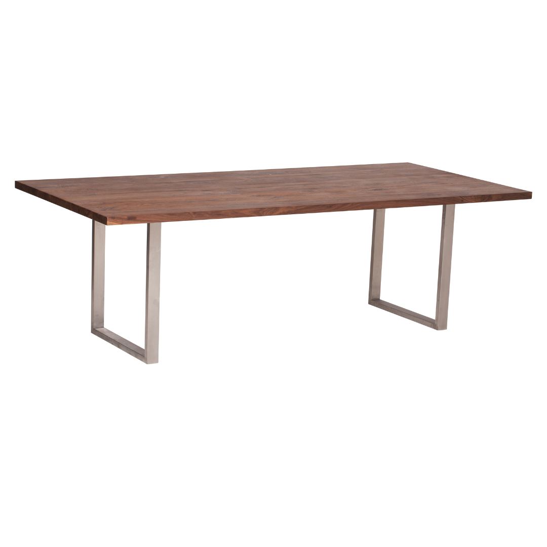 Fargo Walnut Dining Table (B) - Stainless Steel