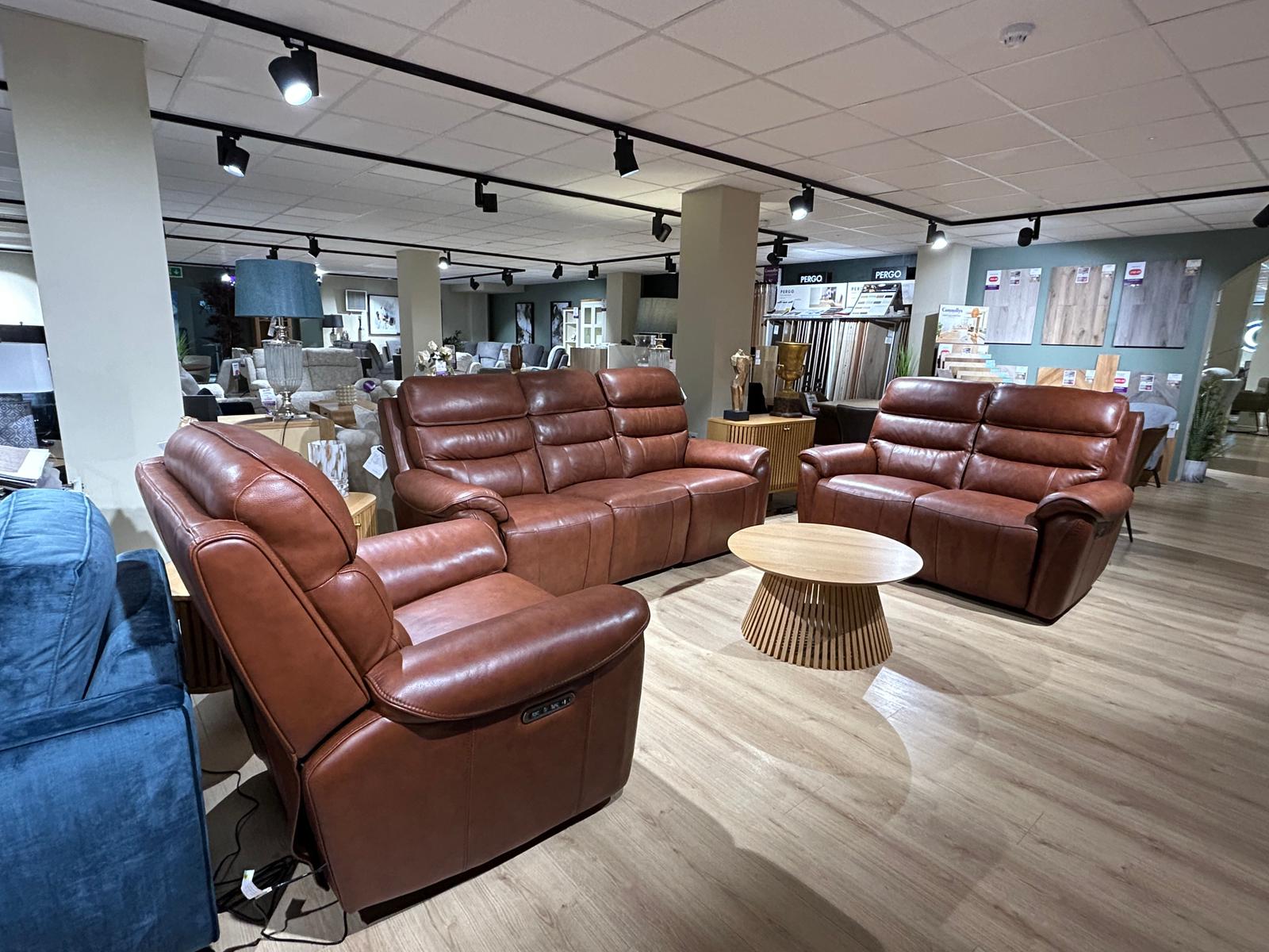 Ashford 3+2 Suite, Full Leather Electric Recliner with Headtilt