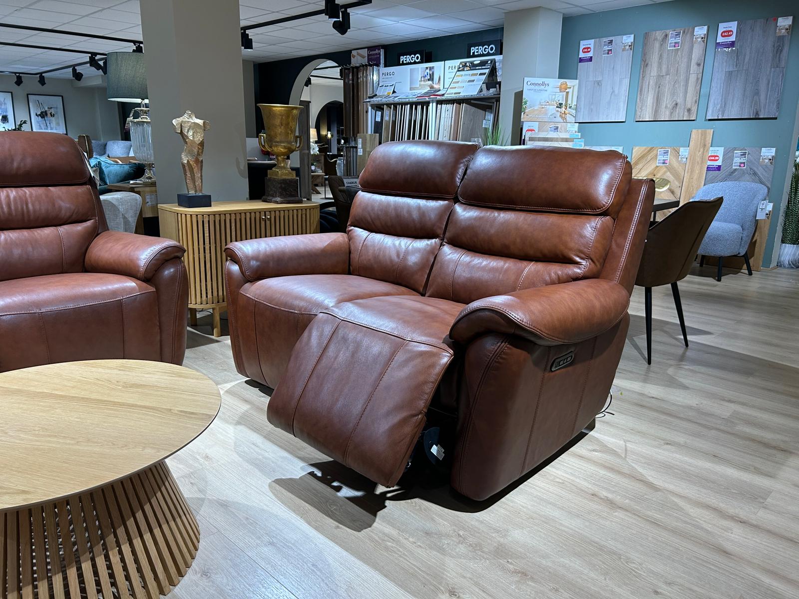 Ashford 3+2 Suite, Full Leather Electric Recliner with Headtilt