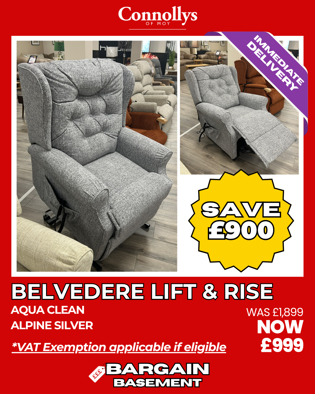 Belvedere Lift & Rise Armchair - Silver