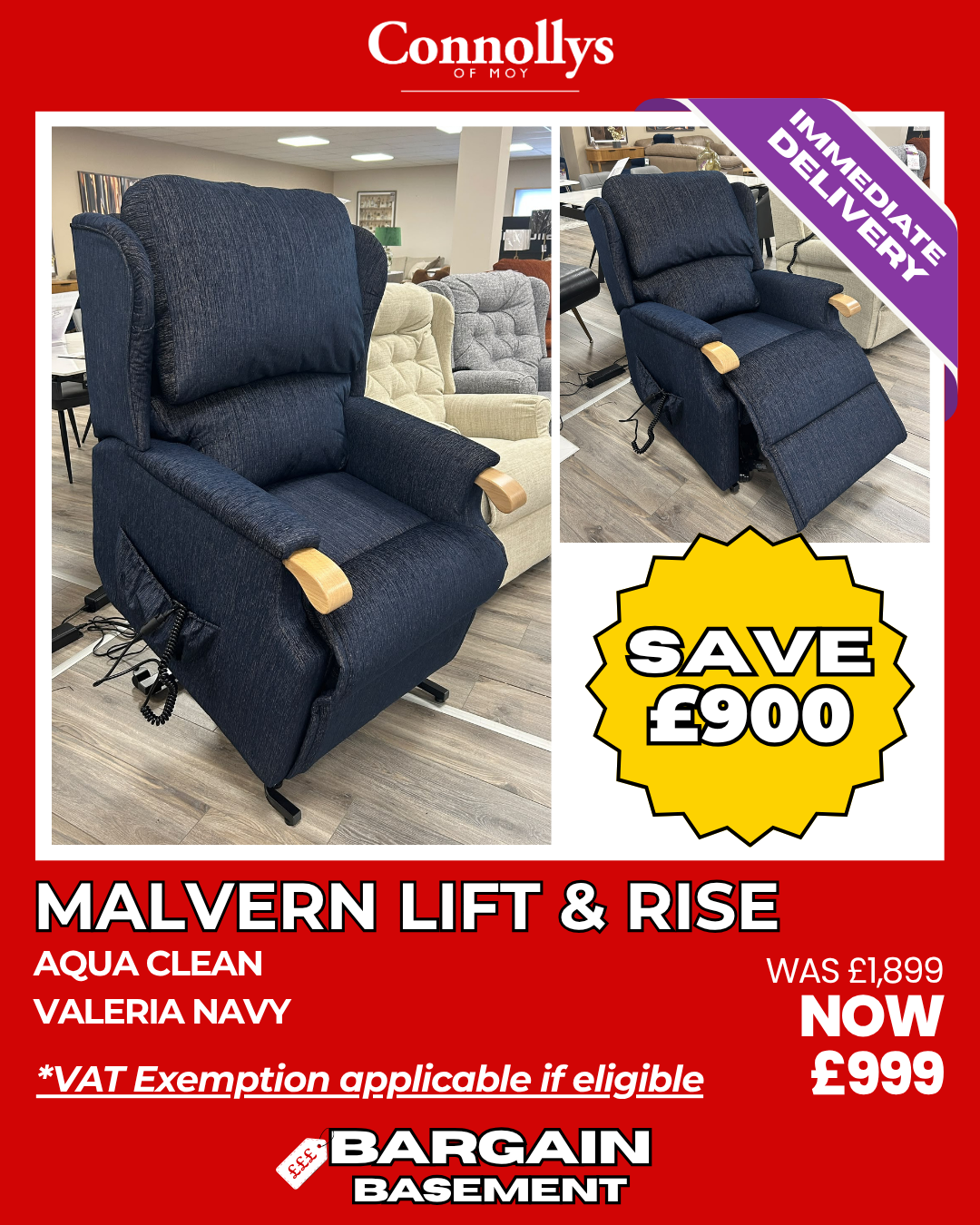 Malvern Lift & Rise Armchair - Navy