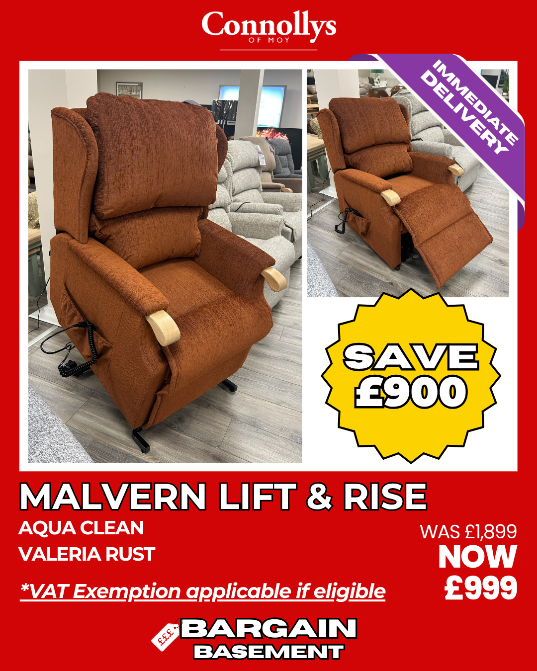 Malvern Lift & Rise Armchair - Rust