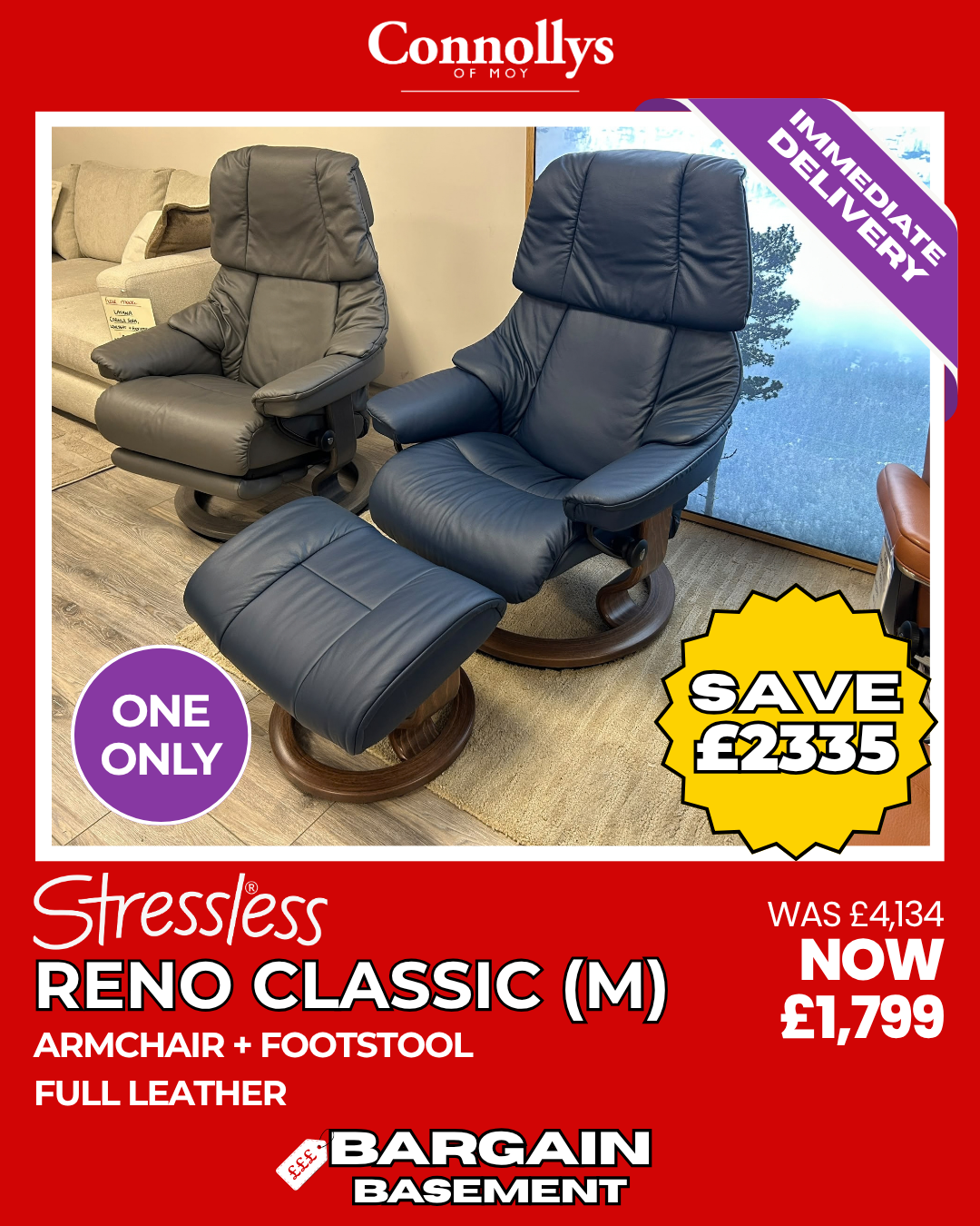 Stressless Reno Classic (m) Chair + Footstool